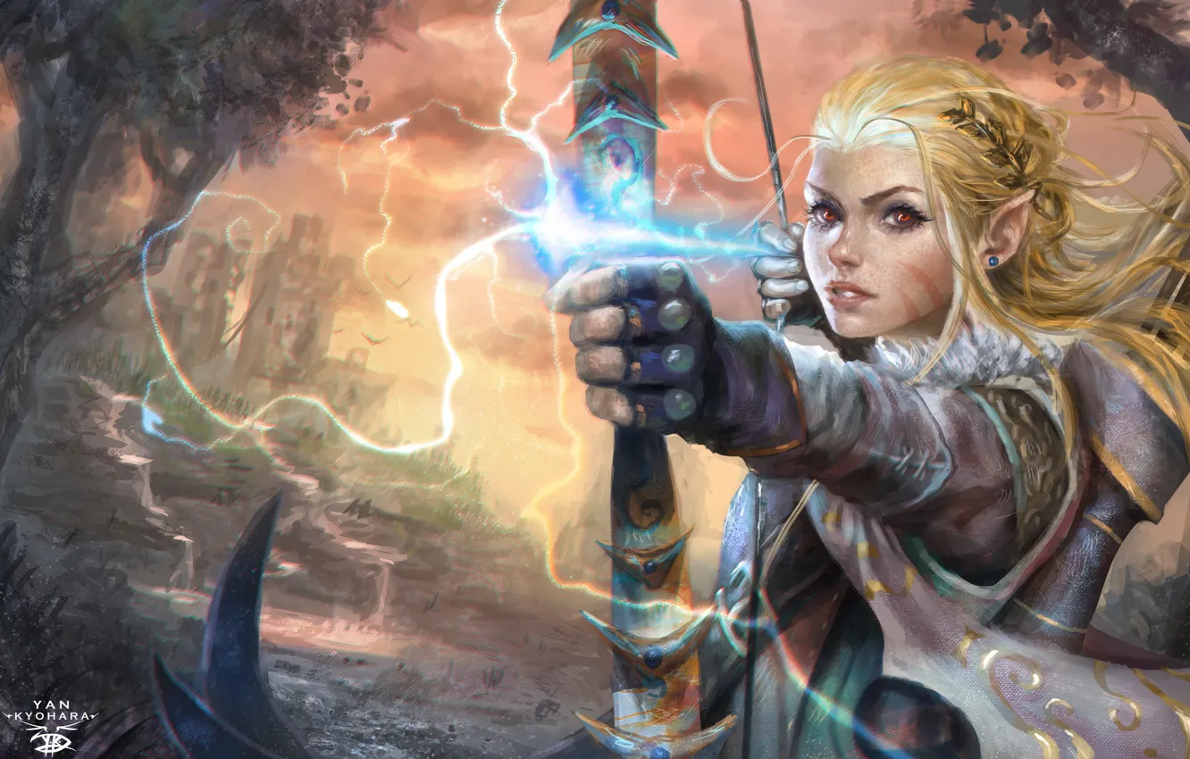 Photo wallpaper elf, bow, art, art, elf, Archer