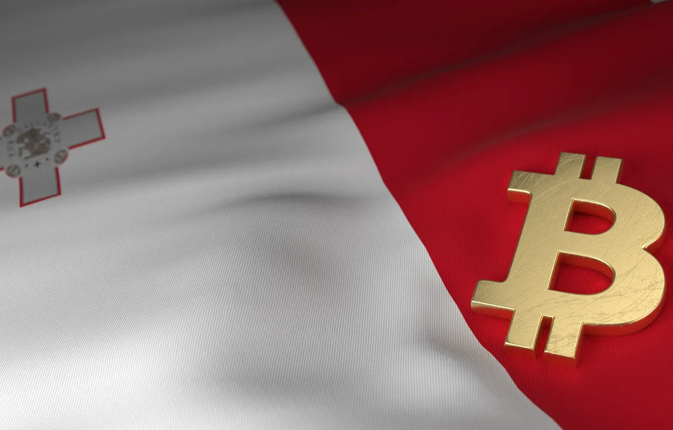 Photo wallpaper blur, flag, Malta, bitcoin, malta, bitcoin