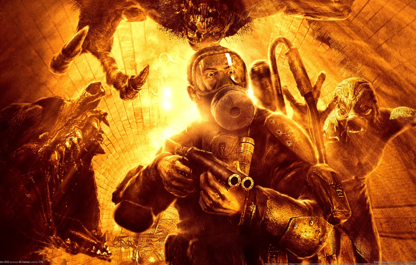 Photo wallpaper Fire, THQ, metro 2033, A4GAMES, Mutants