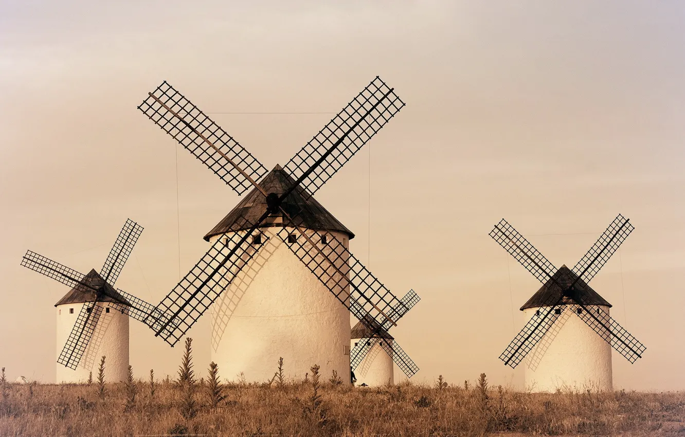 Photo wallpaper landscape, Spain, windmill