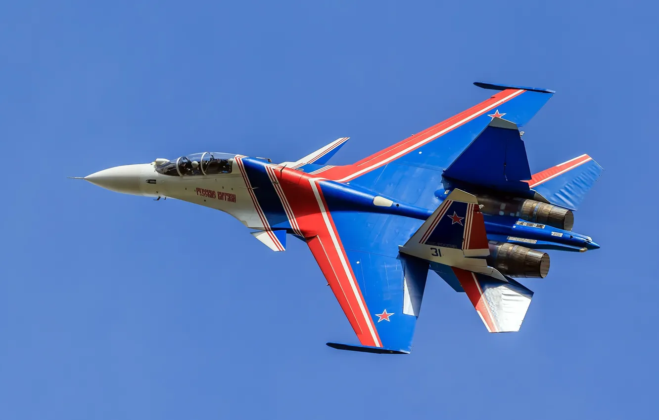 Photo wallpaper fighter, flight, Su-30CM, "Russian Knights"