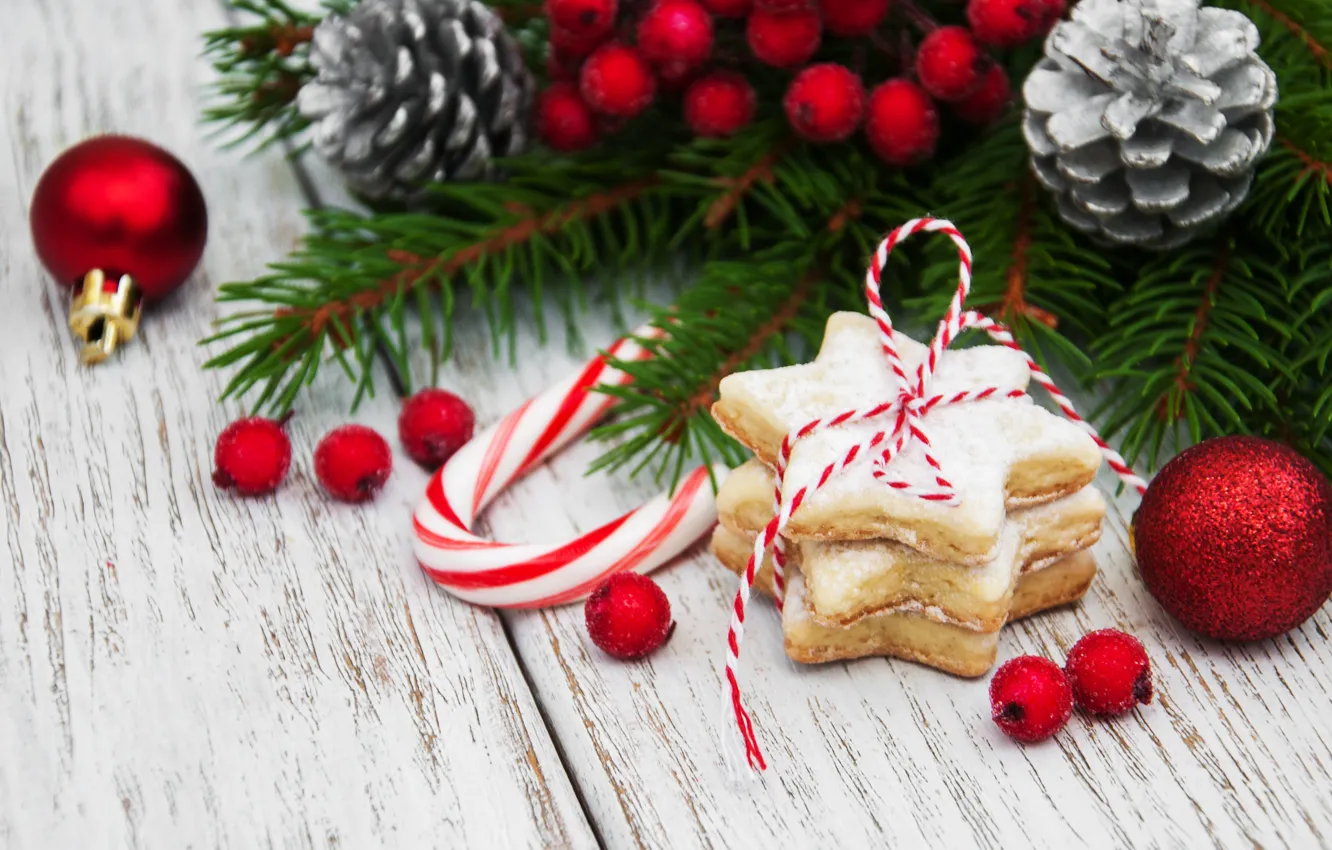 Photo wallpaper decoration, New Year, Christmas, christmas, wood, merry, cookies, decoration