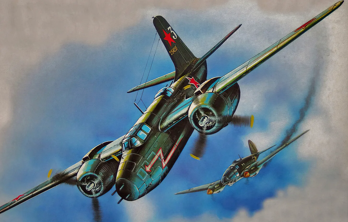 Photo wallpaper bomber, war, art, airplane, painting, aviation, ww2, he-111
