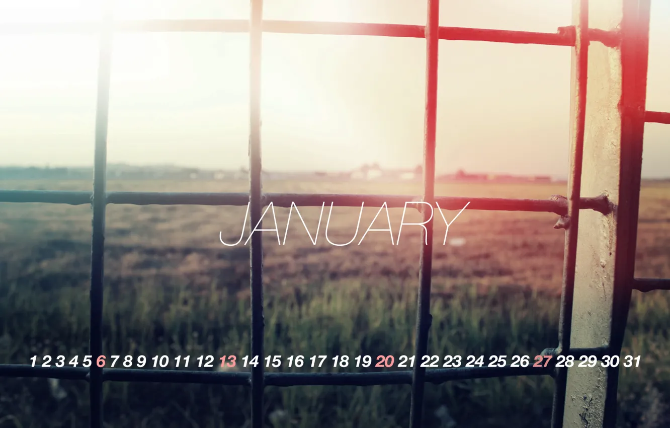 Photo wallpaper light, grille, calendar, 2013, january, January