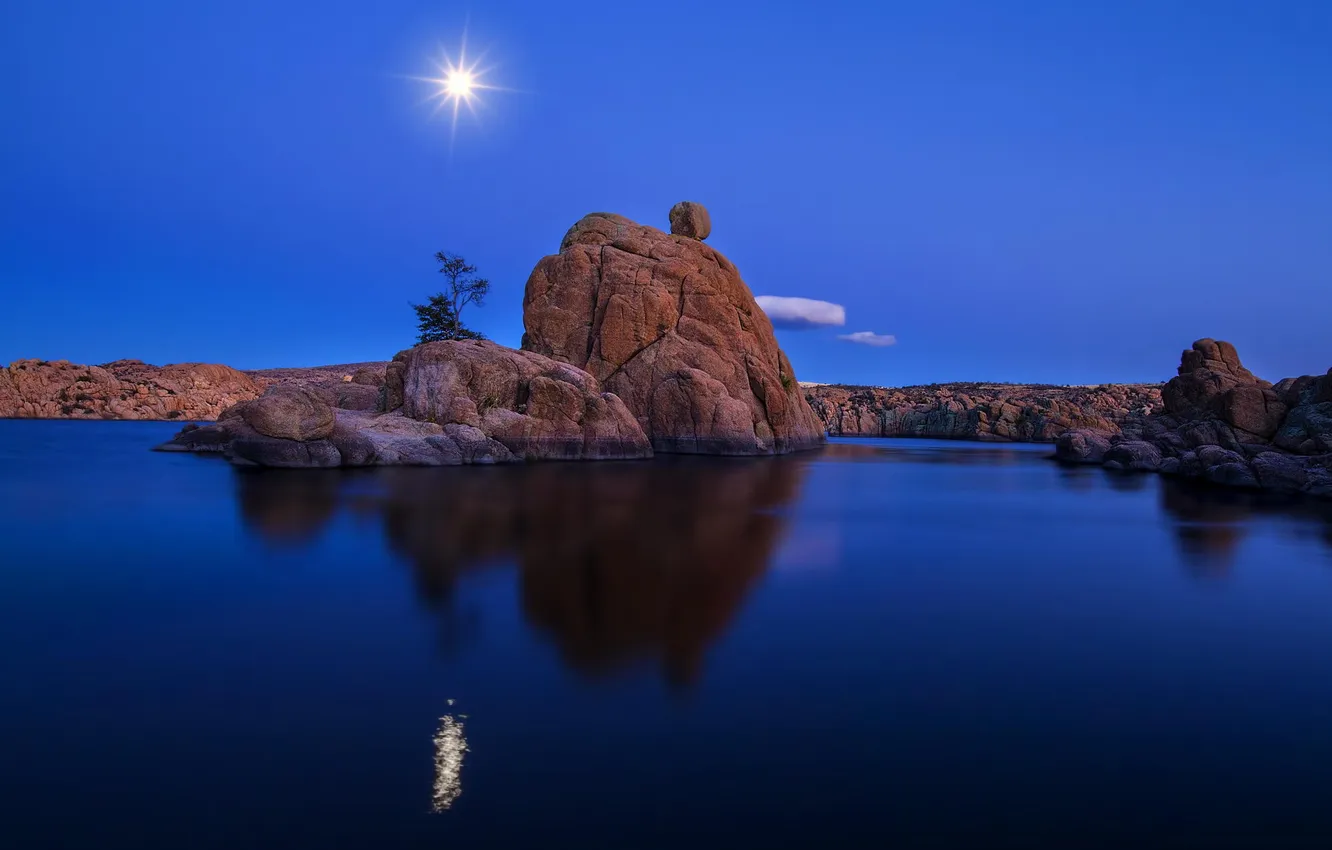 Photo wallpaper nature, lake, rocks, Arizona, Prescott, Watson Lake, Neutral Density