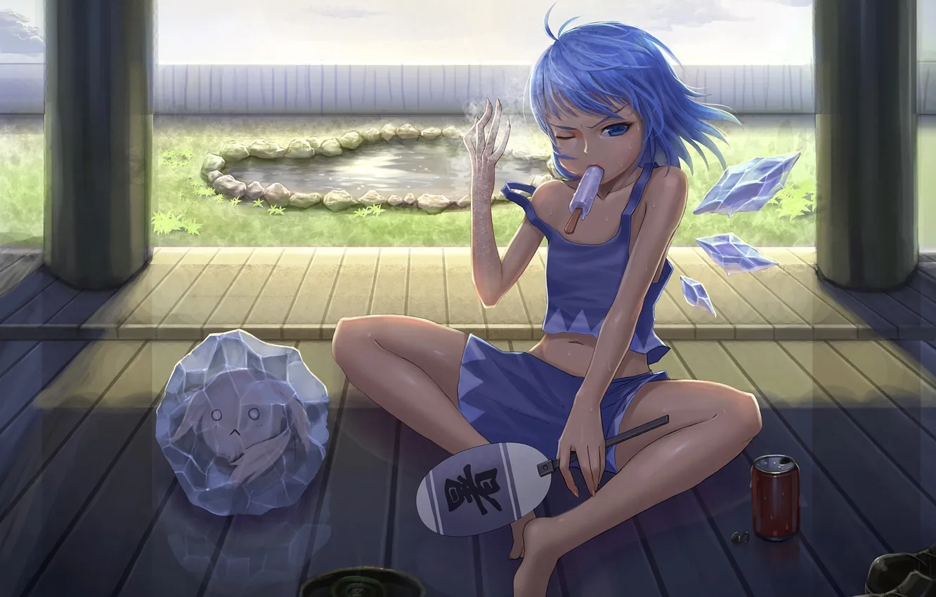 Photo wallpaper cold, ice, girl, home, wings, art, ice cream, crystals