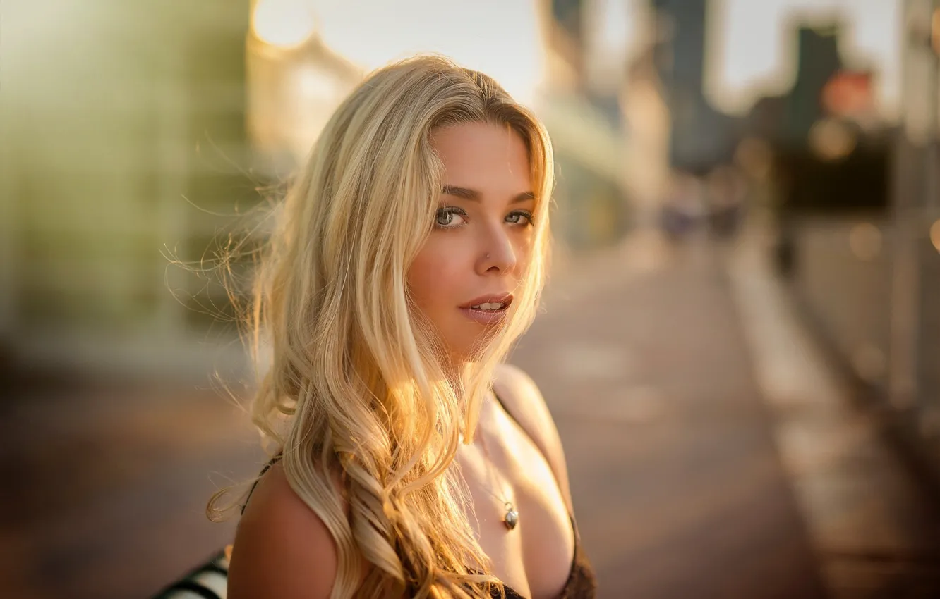 Photo wallpaper look, the sun, model, portrait, makeup, hairstyle, blonde, beauty