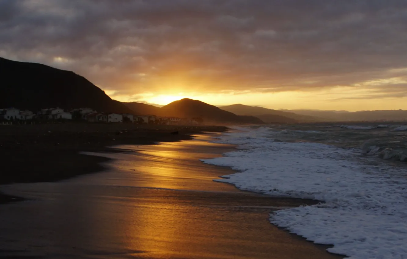 Photo wallpaper sand, sea, wave, beach, landscape