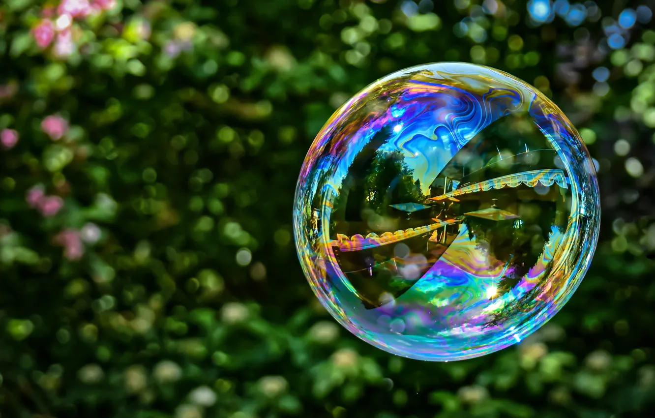 Photo wallpaper transparent, reflection, ball, ball, bubbles, colorful, bubble