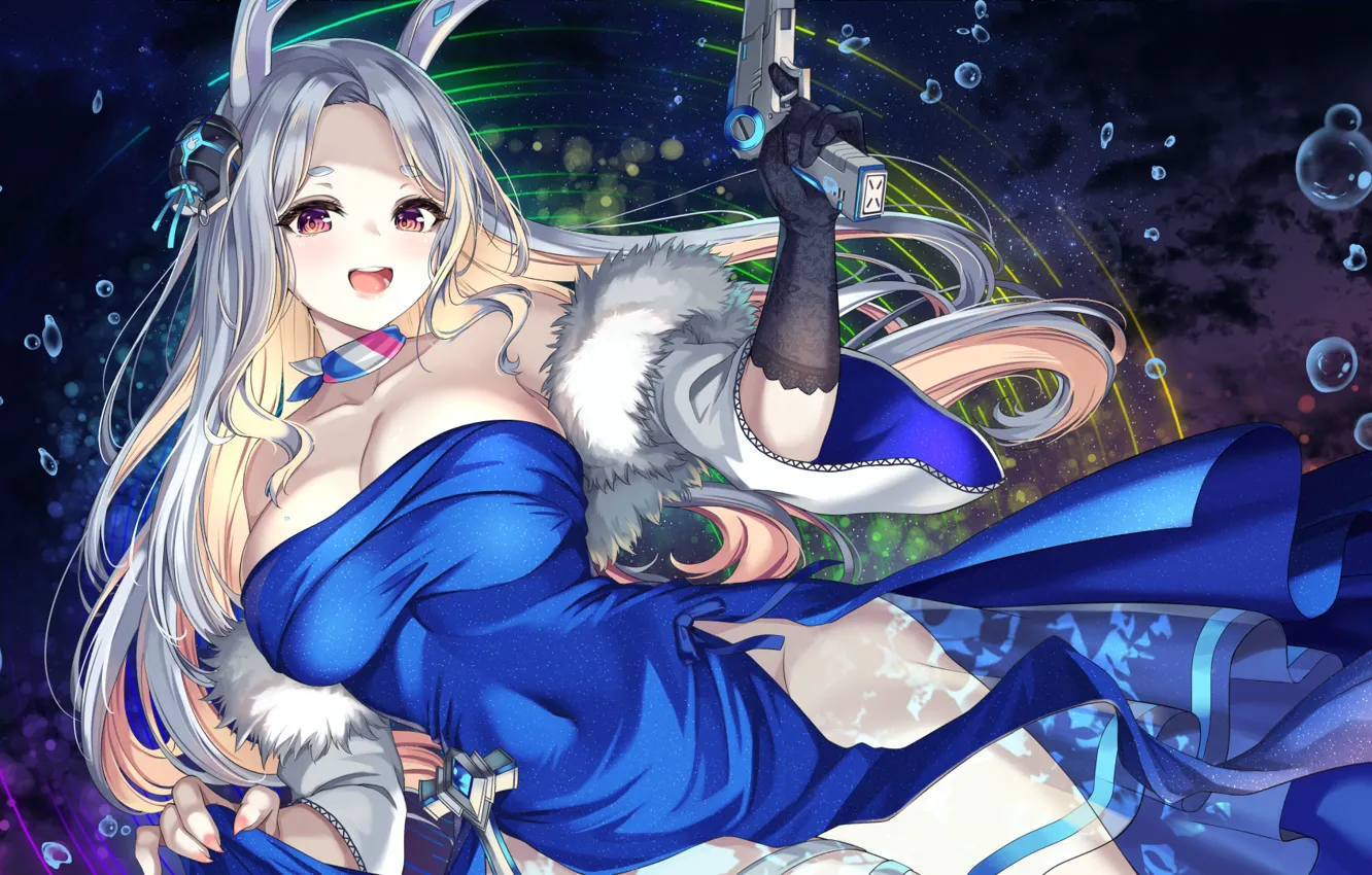 Photo wallpaper the sky, water, girl, gun, ears, Space Leaper: Cocoon