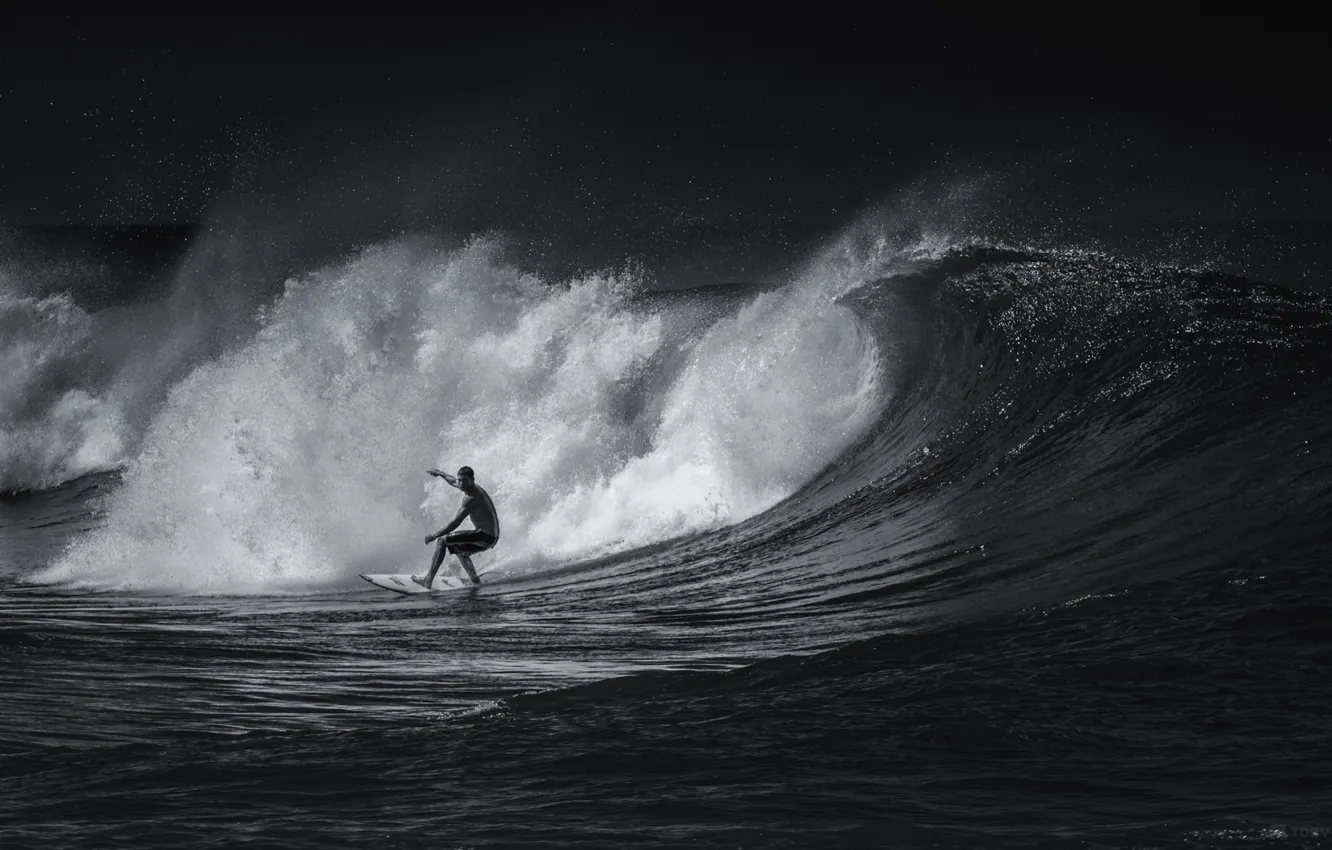 Photo wallpaper sport, surfing, black and white, surfing