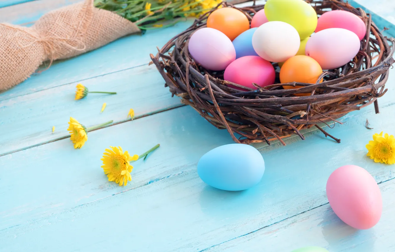 Photo wallpaper flowers, holiday, eggs, spring, Easter, socket