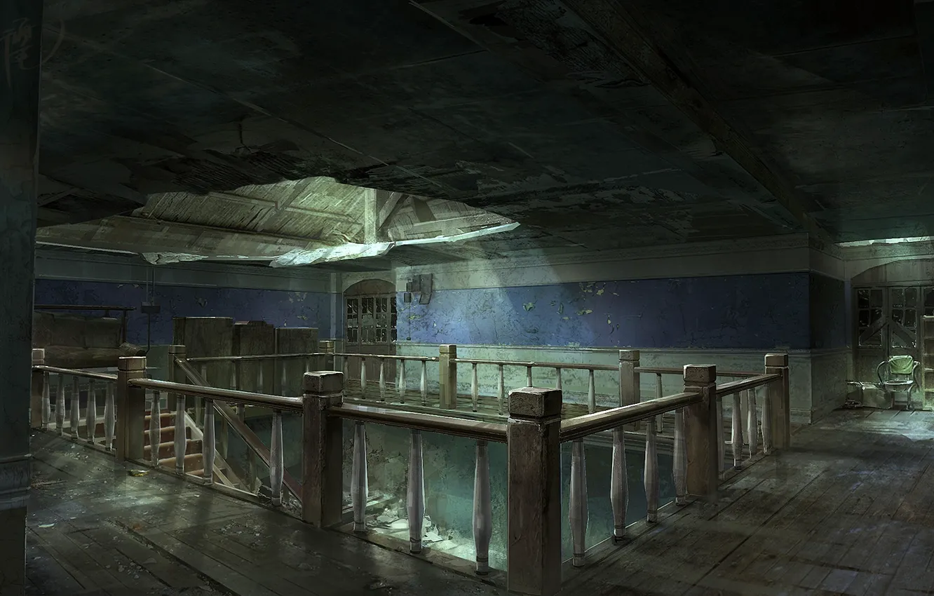 Photo wallpaper building, art, railings, devastation, ruins, failure, Mourad