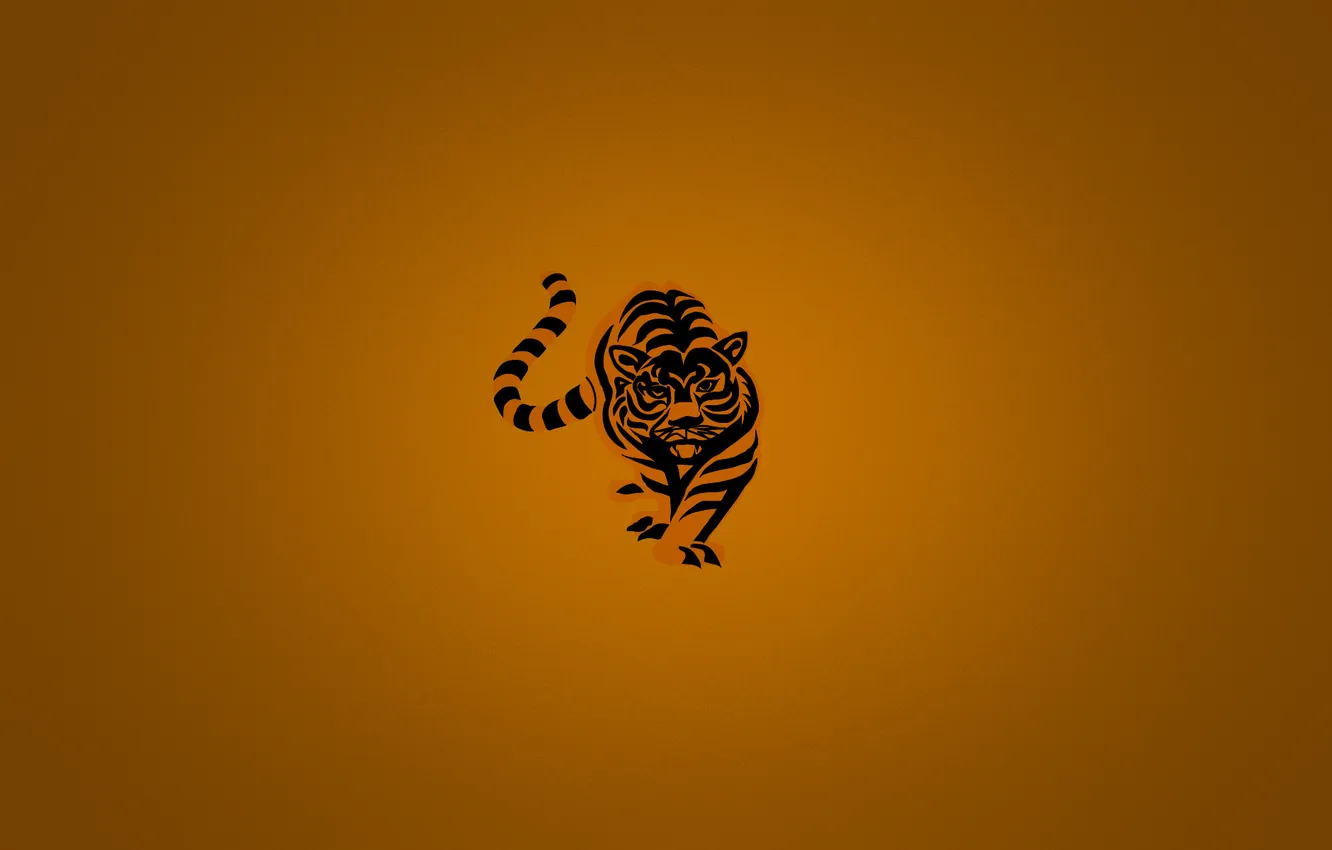 Photo wallpaper orange, tiger, minimalism, striped, minimalism, tiger, orange