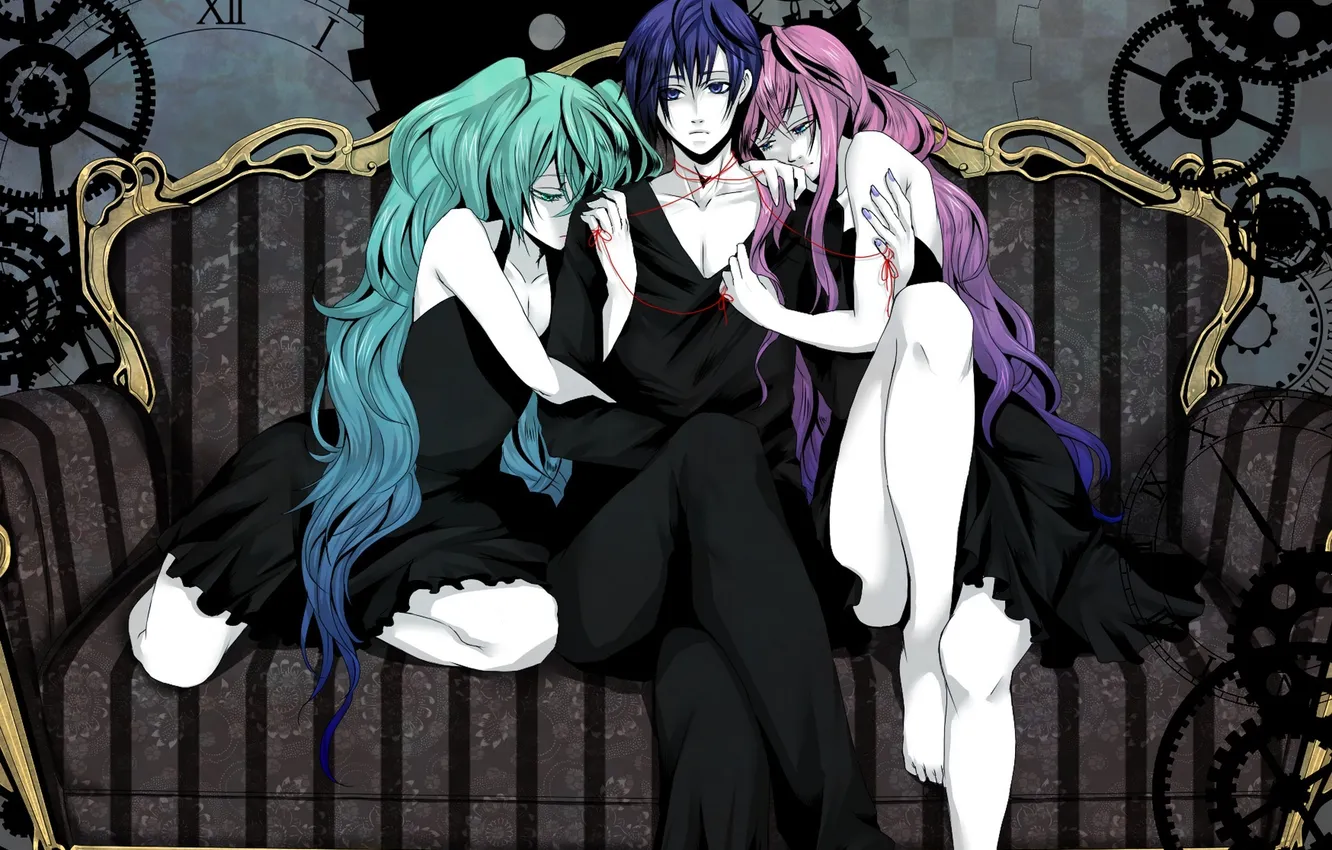 Photo wallpaper vocaloid, on the couch, Vocaloid, three