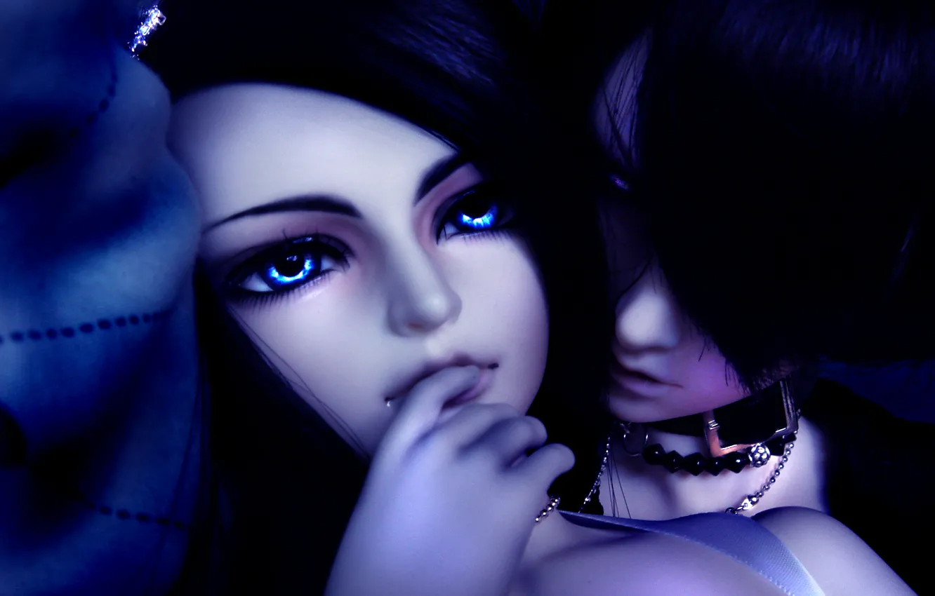Photo wallpaper girl, doll, guy, two, blue eyes, BJD