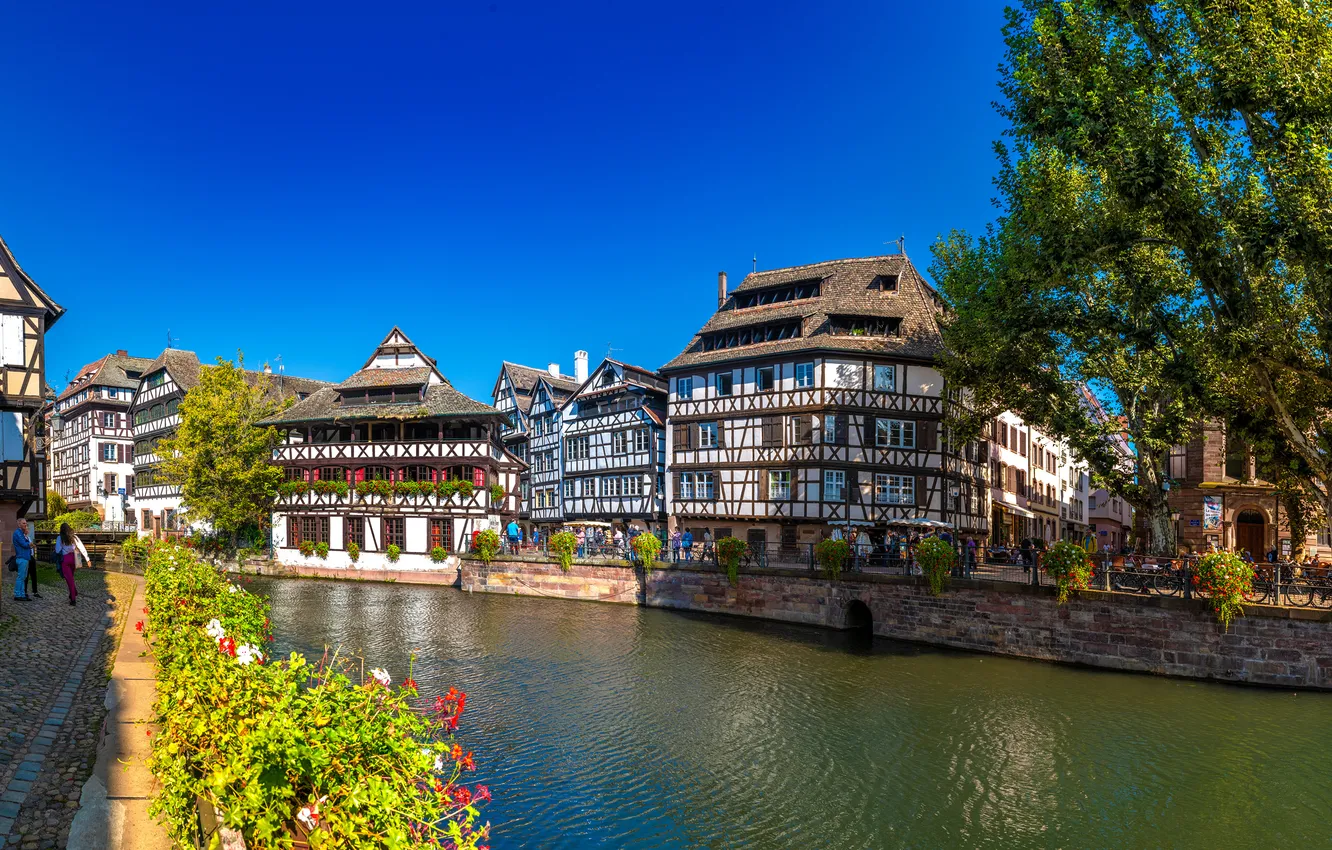 Photo wallpaper France, home, Strasbourg, water channel