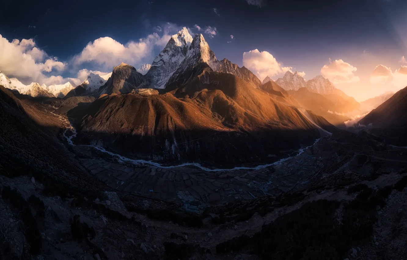 Photo wallpaper mountains, mountain, valley, Tibet