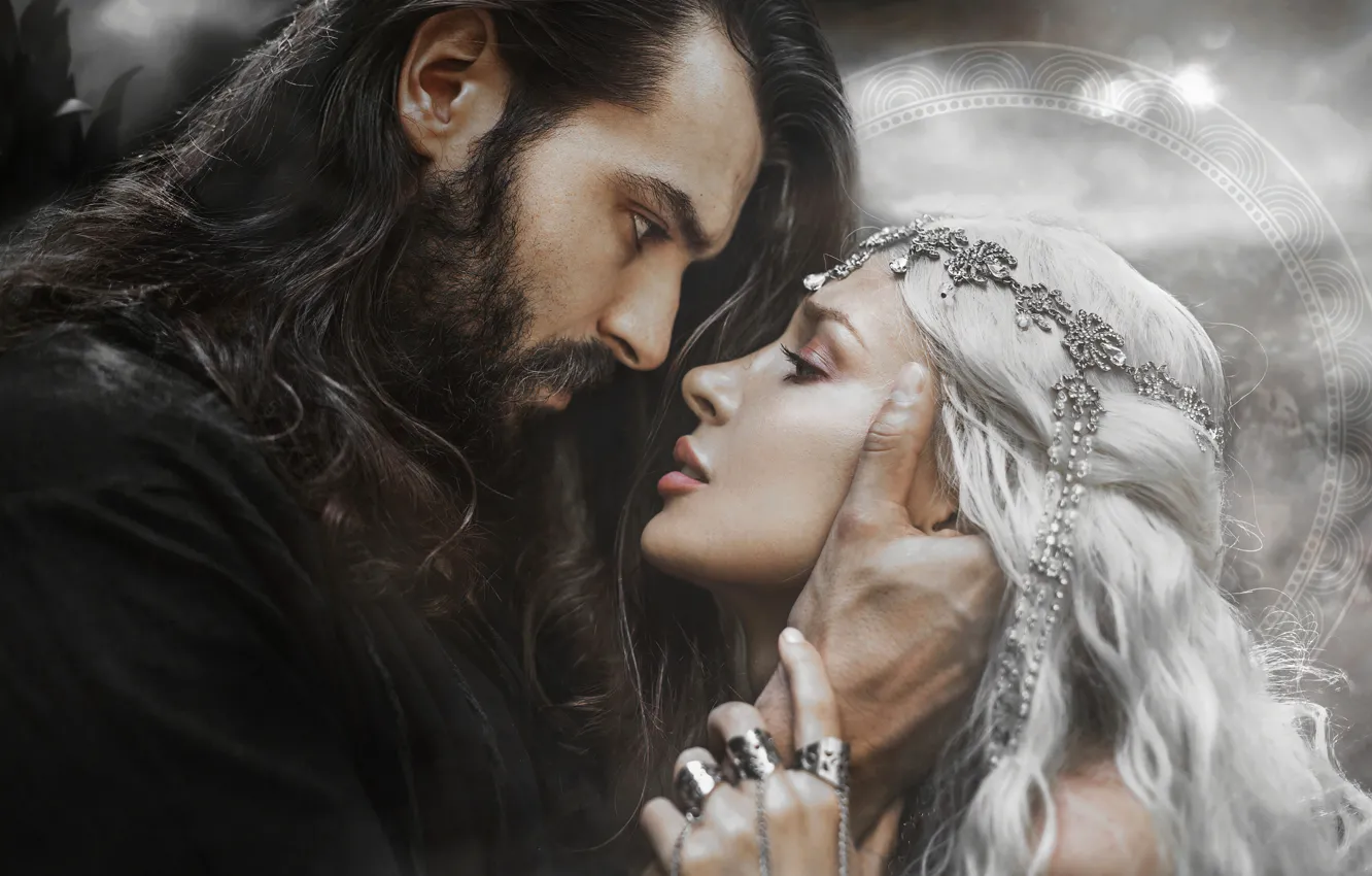 Photo wallpaper look, girl, decoration, love, face, pose, people, silver