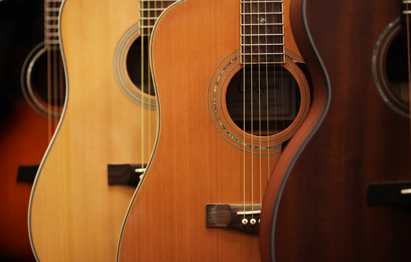 Photo wallpaper macro, music, guitar