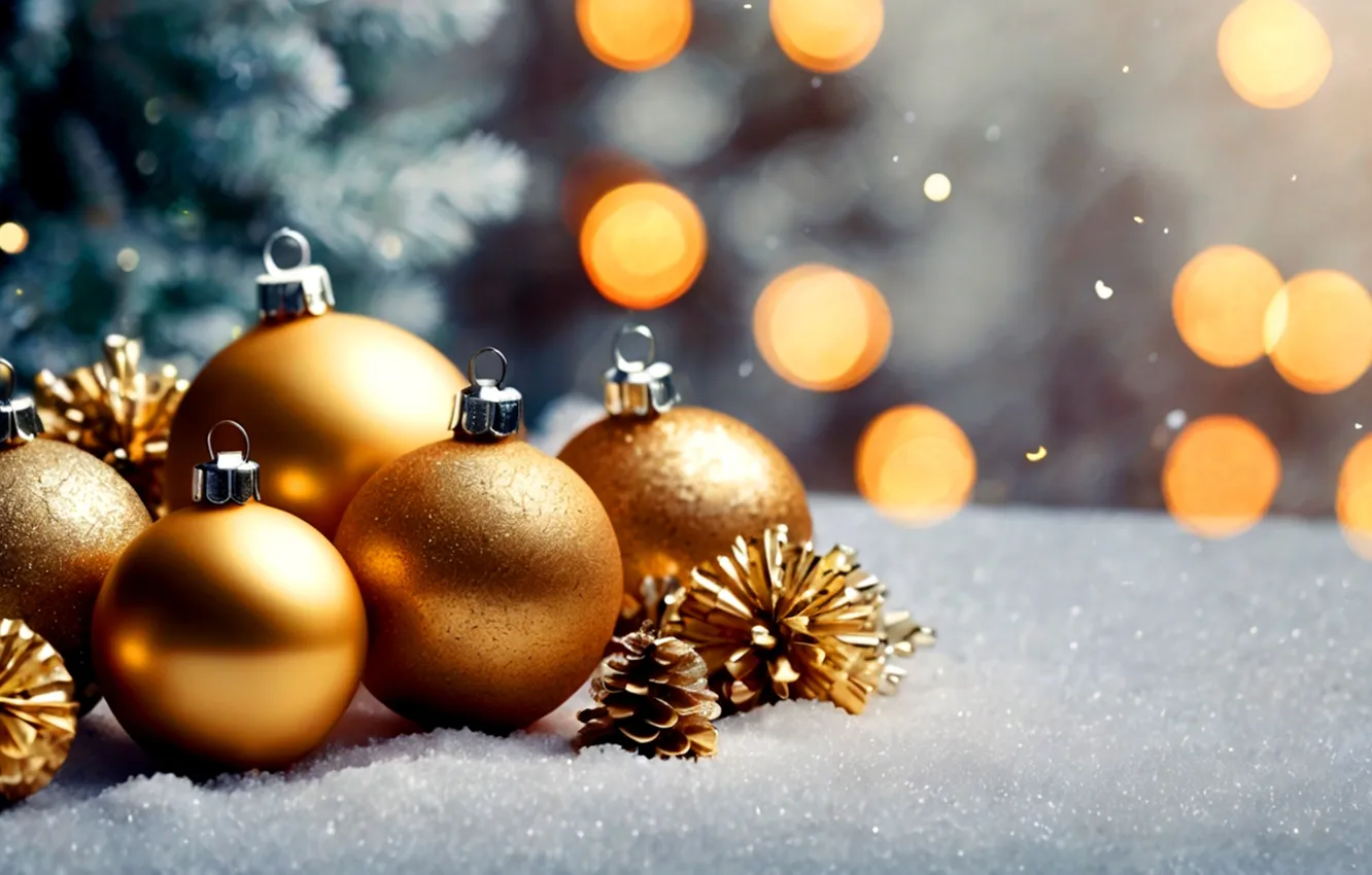 Photo wallpaper balls, new year, bumps, AI art