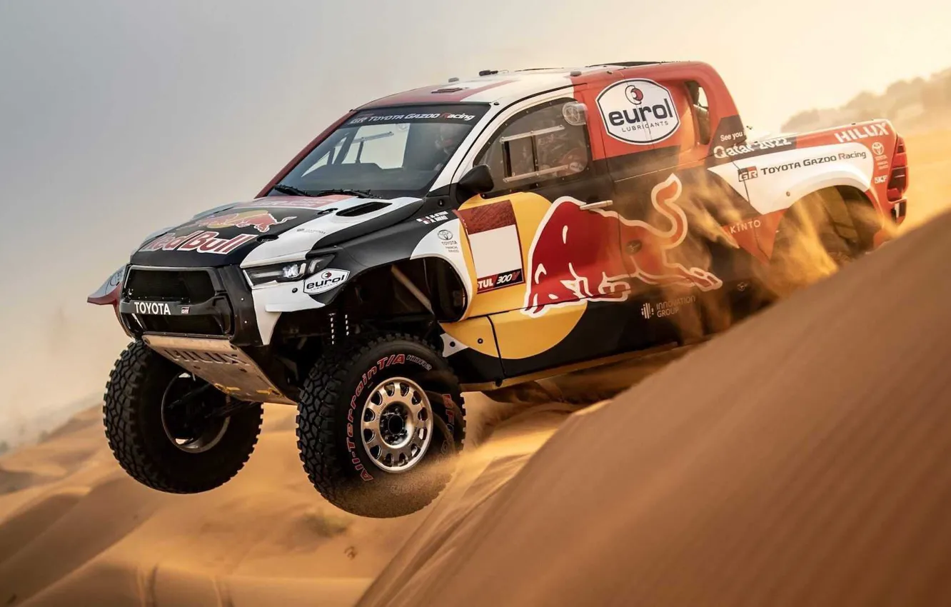 Photo wallpaper speed, Sands, rally, Dakar, 2022, Toyota GR DKR Hilux T1