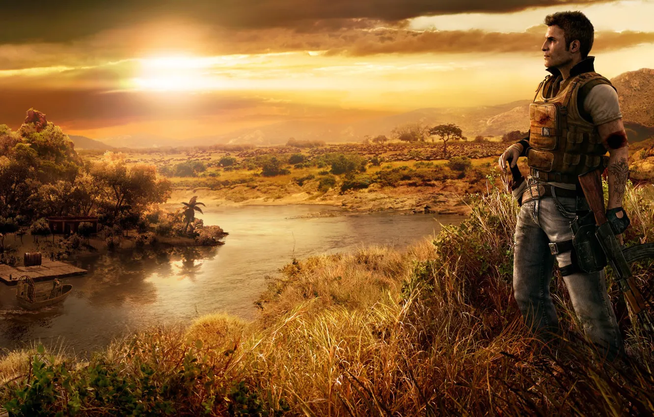 Photo wallpaper sunset, hero, Far Cry 2