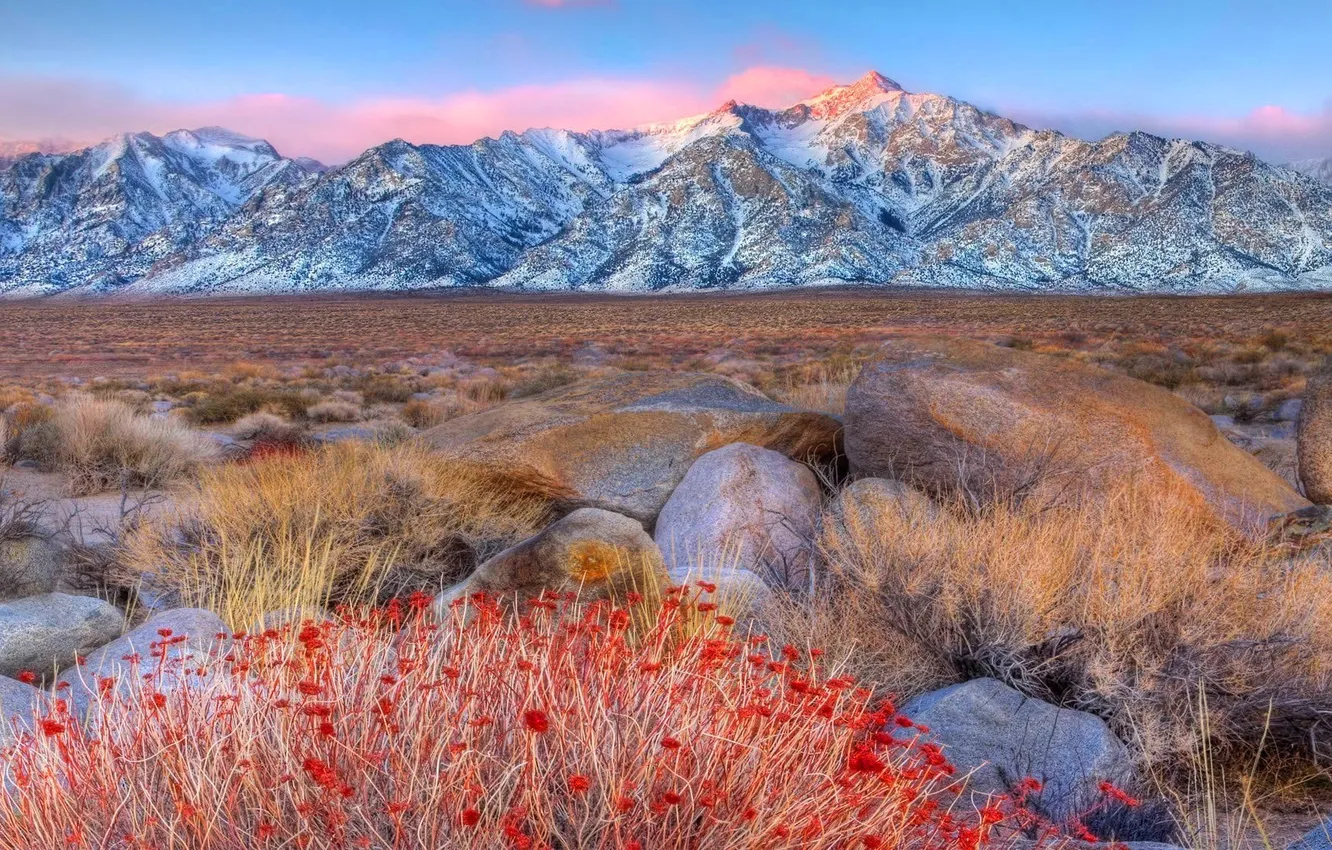 Photo wallpaper the sky, landscape, mountains, stones