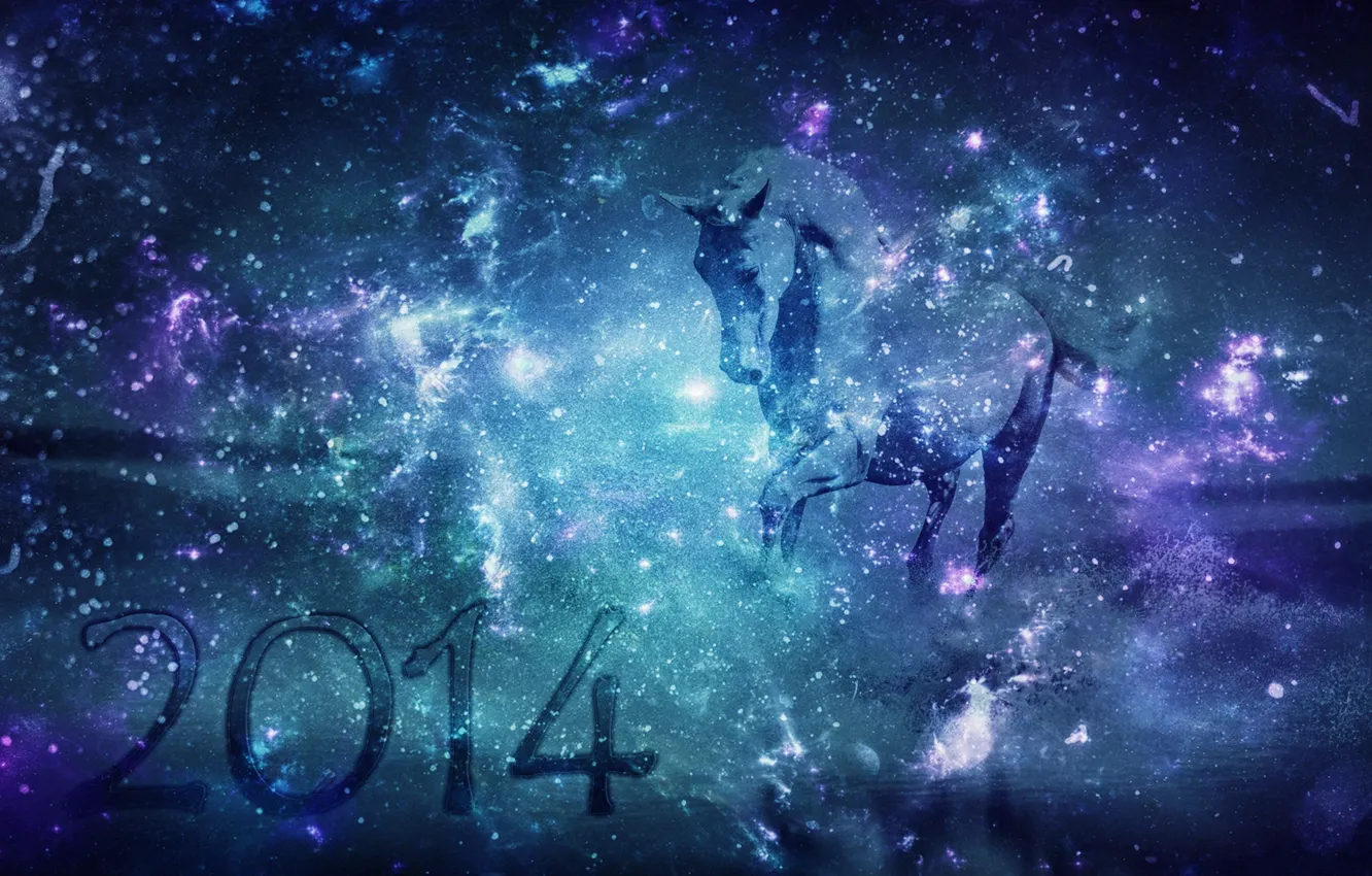 Photo wallpaper space, horse, new year, space, new year, horse
