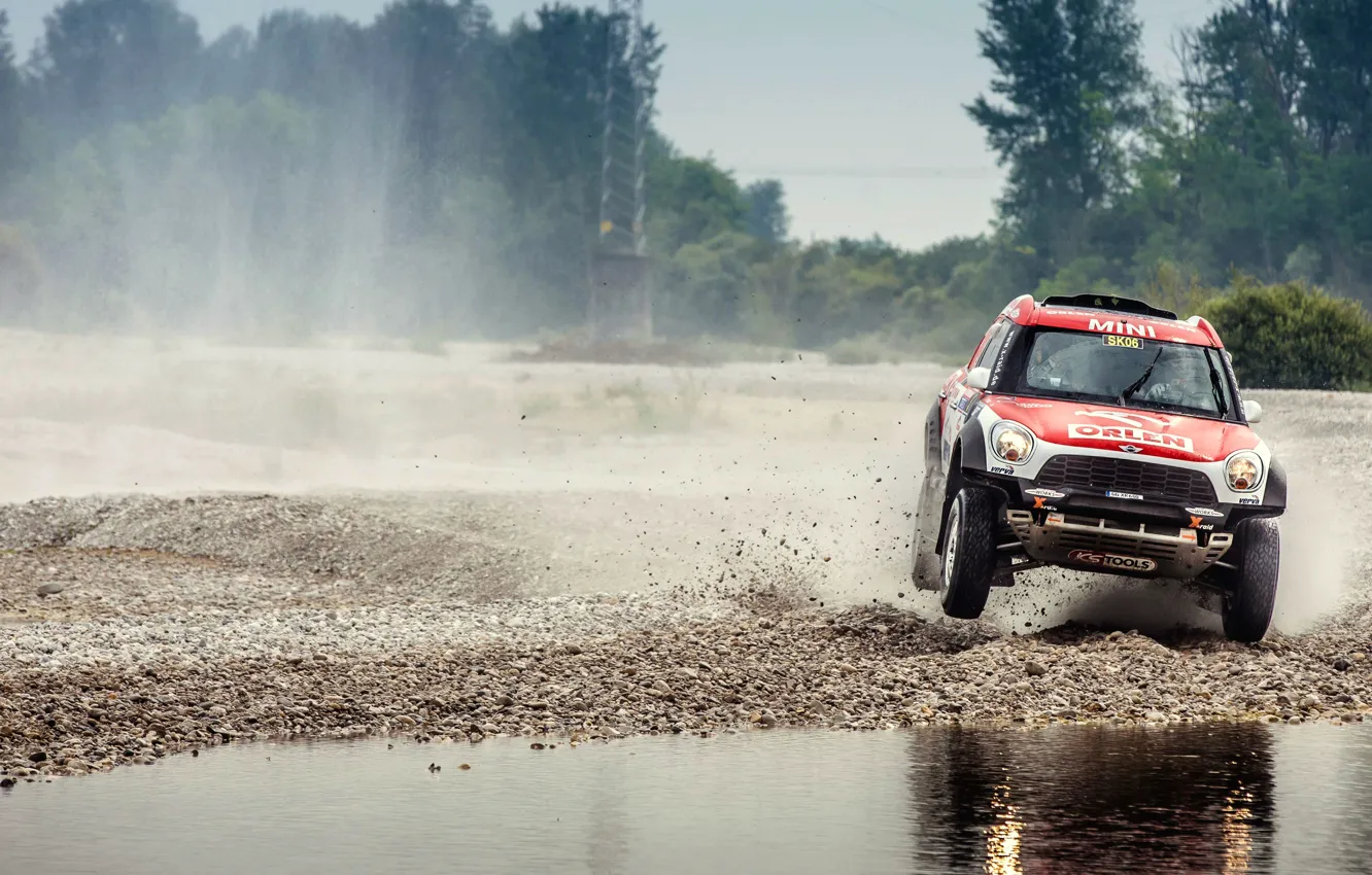 Photo wallpaper machine, auto, water, sport, speed, Mini, SUV, Mini Cooper
