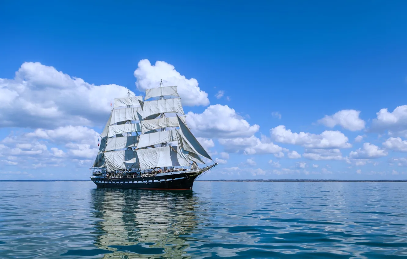 Photo wallpaper the sky, the ocean, romance, sailboat