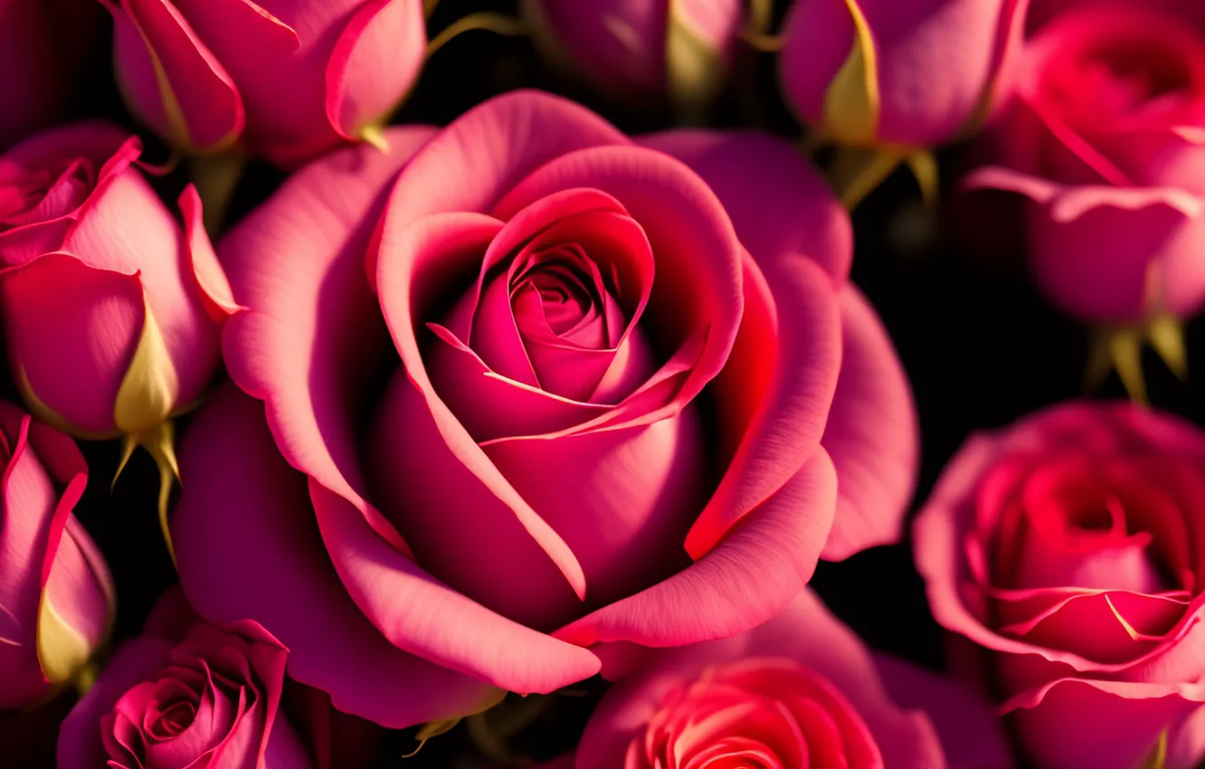 Photo wallpaper flowers, roses, pink, flowers, beautiful, roses, buds