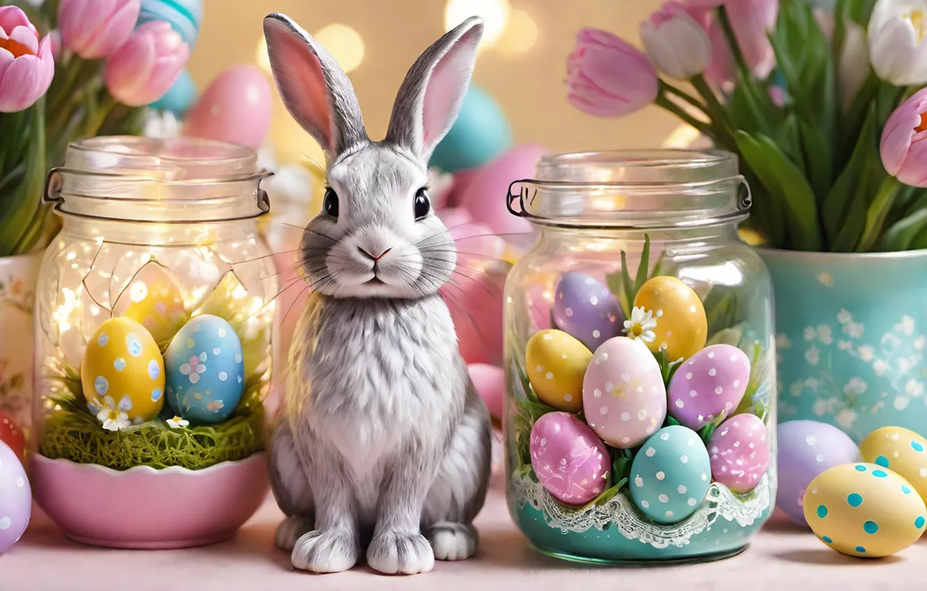 Photo wallpaper holiday, eggs, rabbit, Easter, eggs