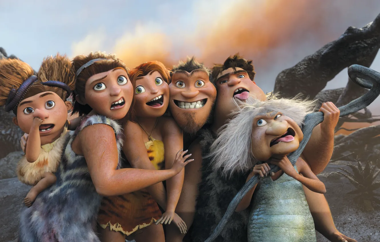 Photo wallpaper dress, animated film, The Croods, animated movie, family, caveman, The Croods 2