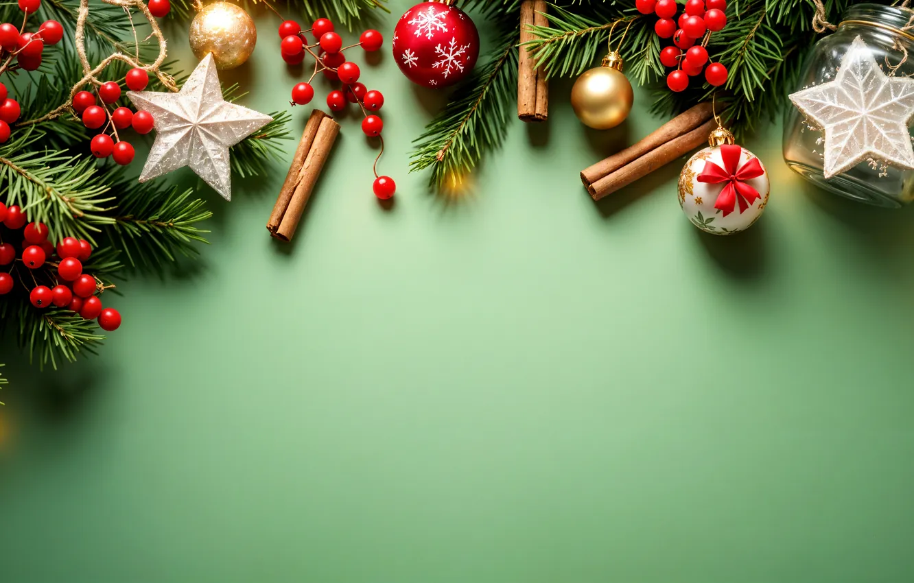 Photo wallpaper decoration, background, balls, new year, Christmas, golden, Christmas, balls