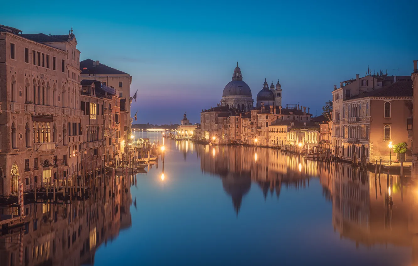 Photo wallpaper reflection, building, home, the evening, Italy, Venice, channel, Italy