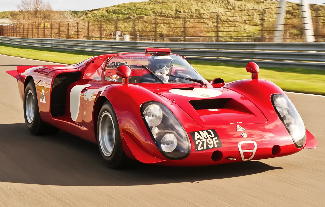 Photo wallpaper Alfa Romeo, Red, Race, Alfa, Romeo, Track, Daytona, Rosso