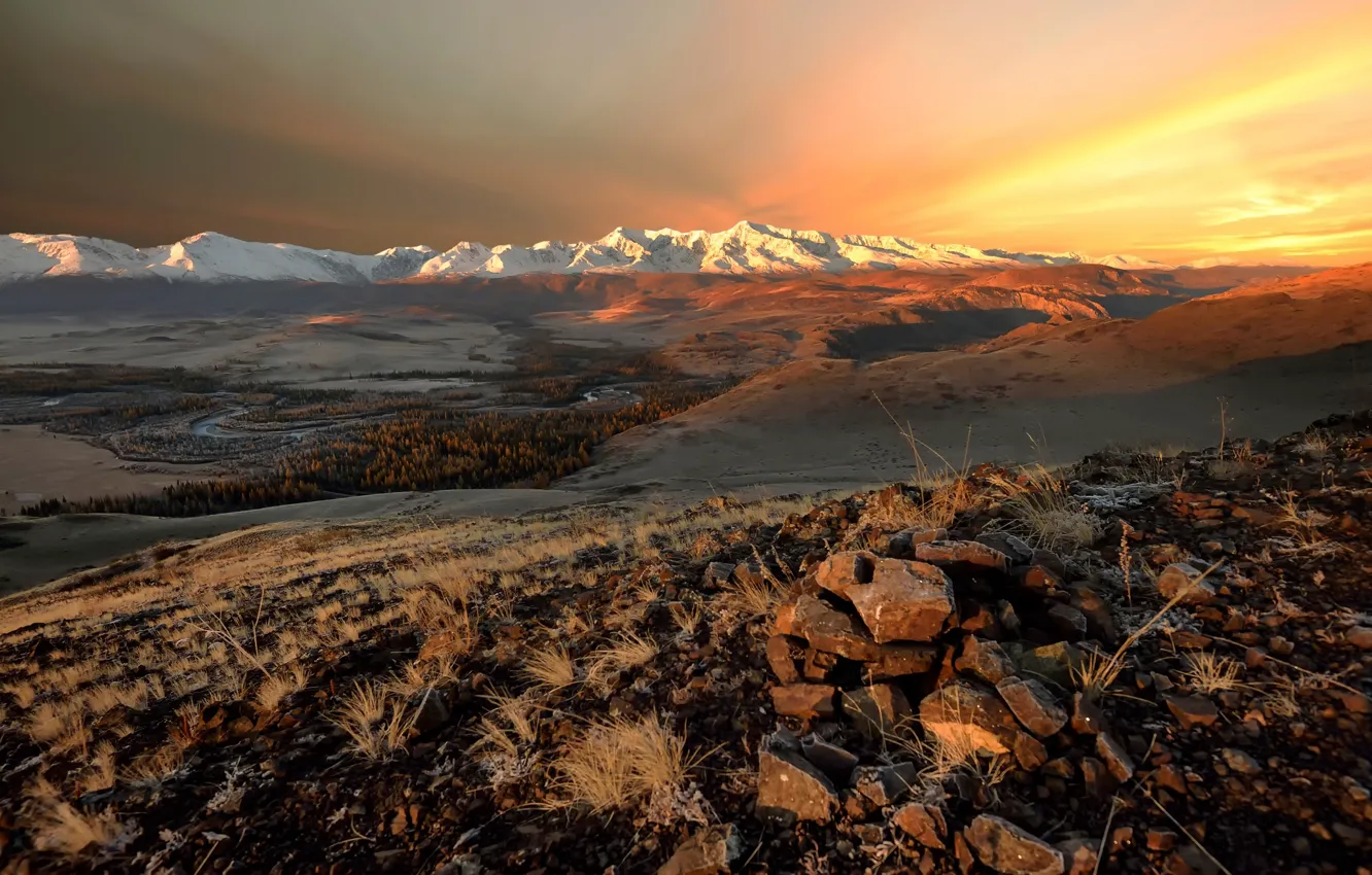 Photo wallpaper autumn, Altay, The North-Chuyskiy ridge