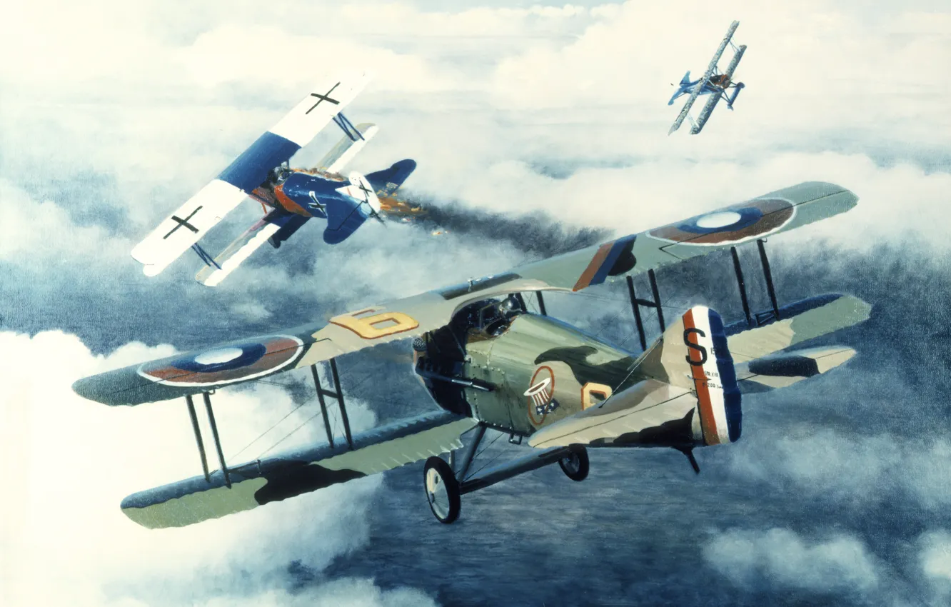 Photo wallpaper the sky, figure, France, art, the plane, German, dogfight, WW2
