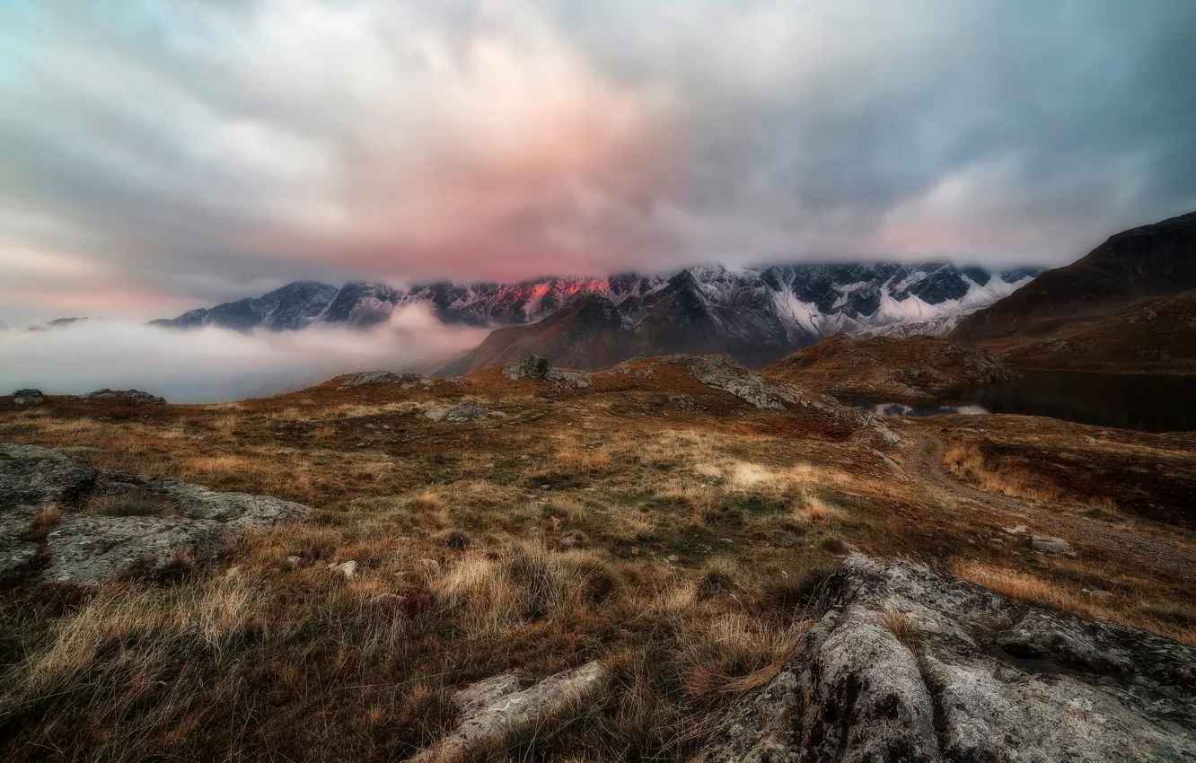 Photo wallpaper clouds, mountains, Alps