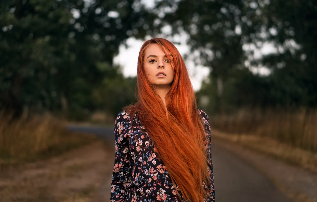 Photo wallpaper hair, Girl, Look, red, Martin Kühn, Katja
