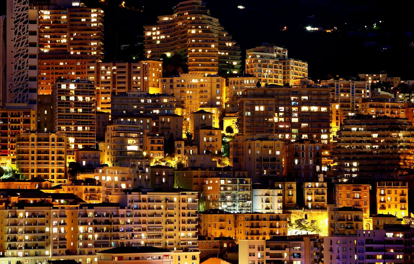 Photo wallpaper night, Monaco, night, Monaco
