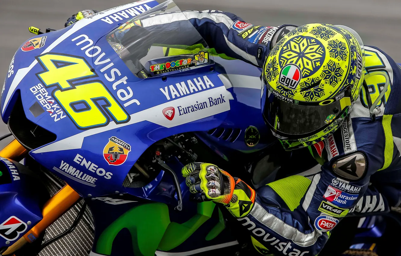 Photo wallpaper motorcycle, Yamaha, moto, MotoGP, Rossi, 2015, tests