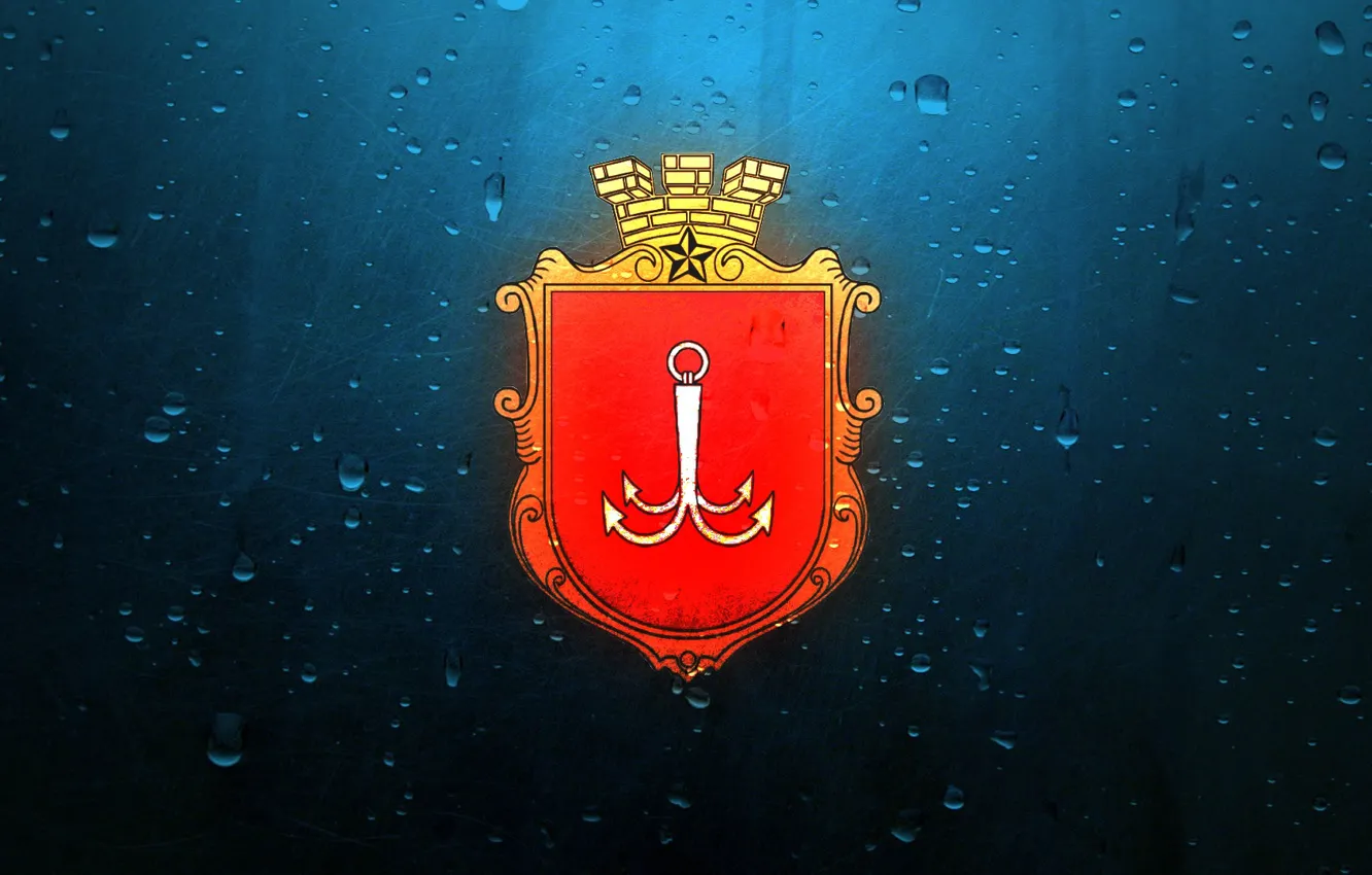 Photo wallpaper drops, background, coat of arms, Odessa