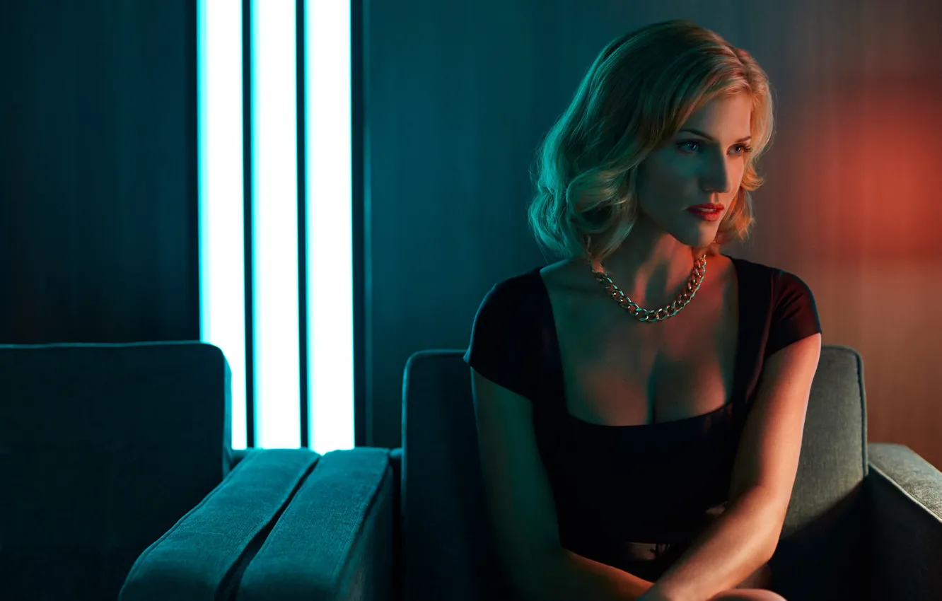 Photo wallpaper look, light, hair, chair, necklace, dress, hairstyle, lips