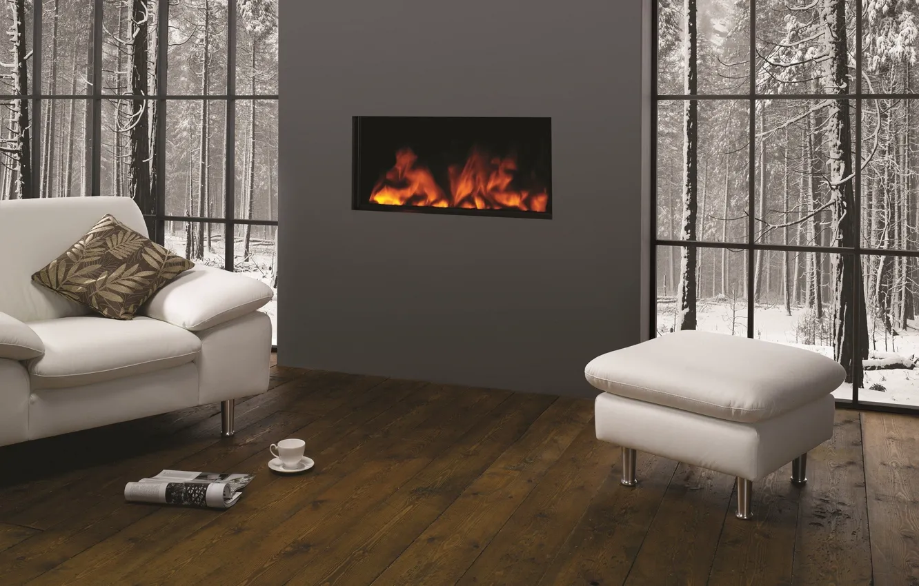 Photo wallpaper design, style, room, interior, fireplace