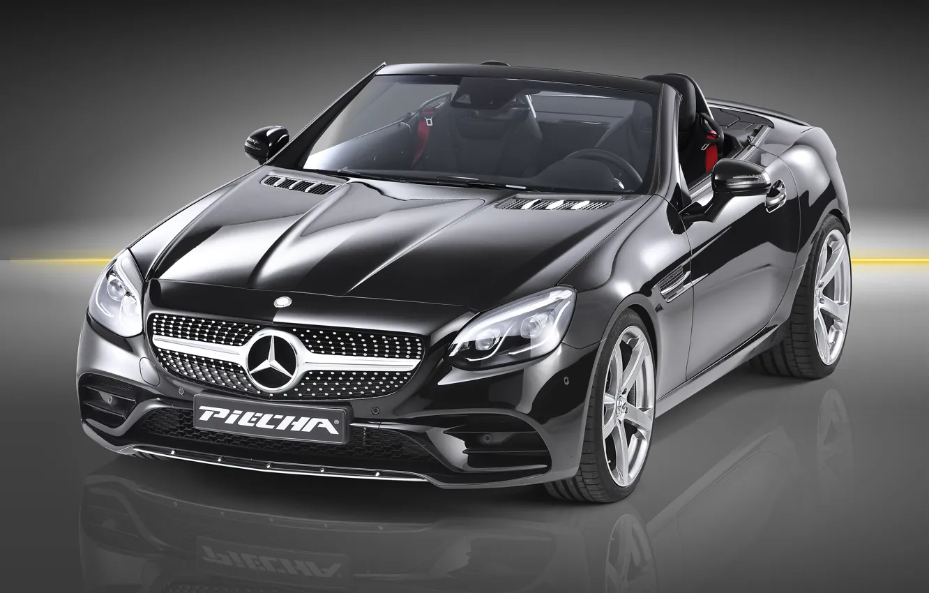Photo wallpaper Roadster, Mercedes-Benz, Roadster, black background, Mercedes, AMG, R172, SLK-Class