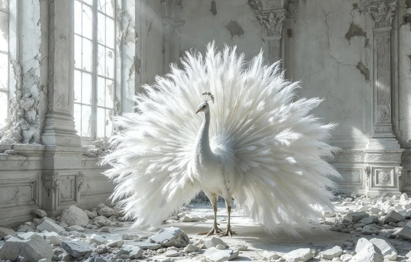 Photo wallpaper bird, art, peacock