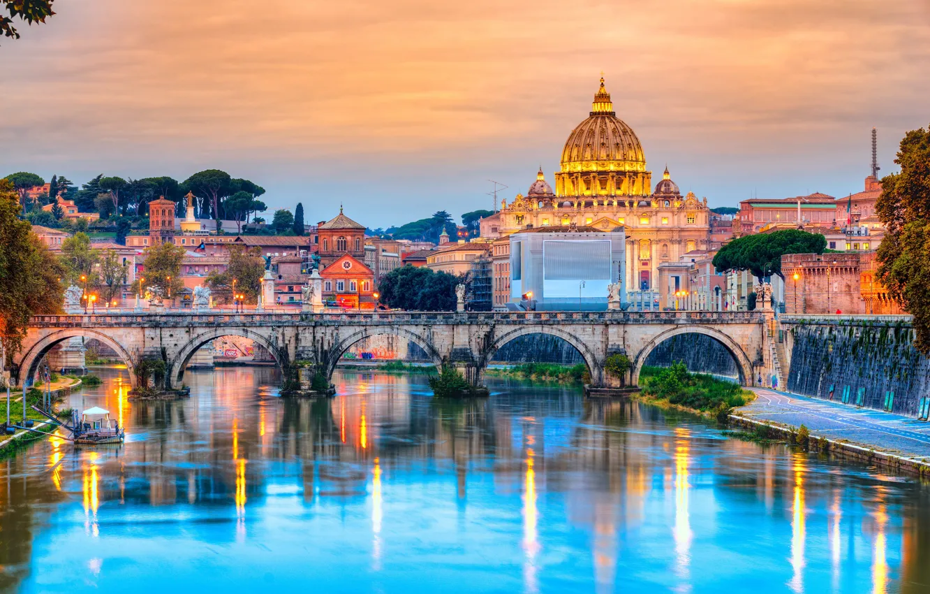 Photo wallpaper city, the city, Rome, Italy, Italy, Cathedral, panorama, Europe
