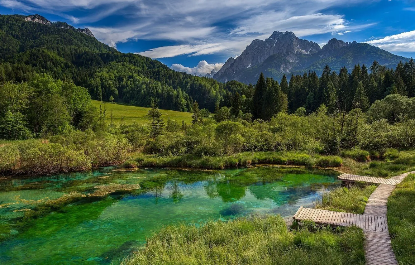 Photo wallpaper cloud, mountain, lake, Slovenia, Triglav National Park